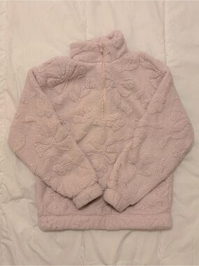 Hollister Gilly Hicks Plush Floral Sherpa Half-Zip Jacket - Light Pink